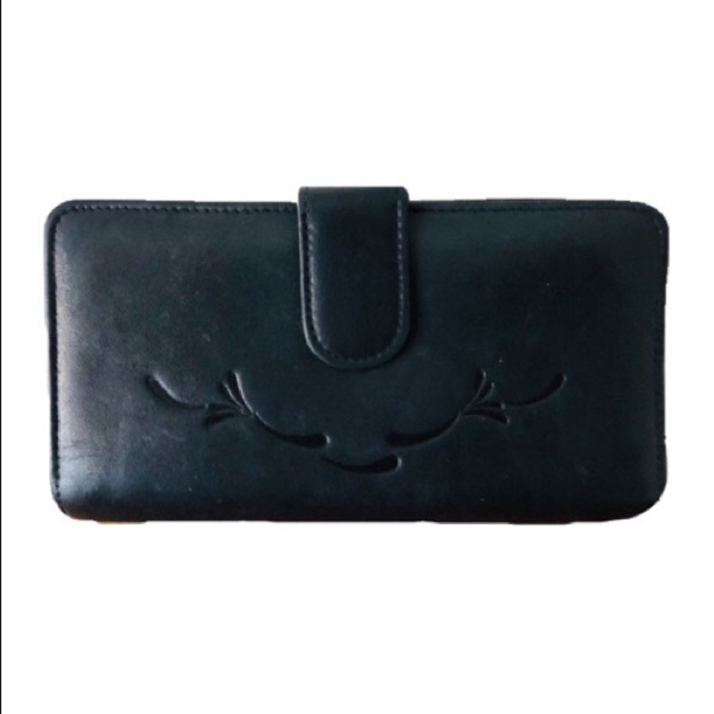 Vintage Black Velvet Touch Cowhide Leather Wallet